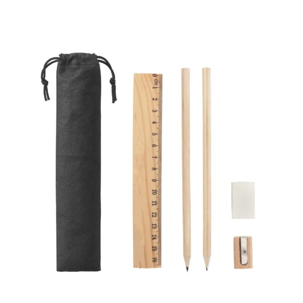 POCKETY. Writing set supplied in a non-woven pouch