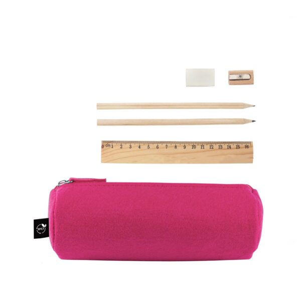 NOMAD. Multi-purpose case in recycled felt (100% rPET) with ruler, pencils, rubber and sharpener