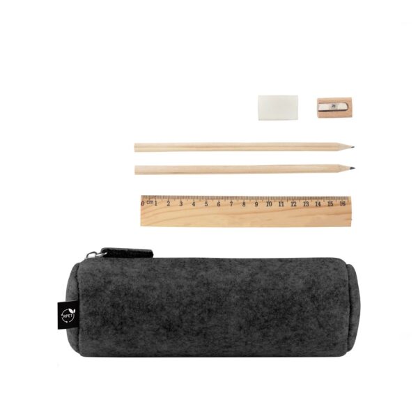NOMAD. Multi-purpose case in recycled felt (100% rPET) with ruler, pencils, rubber and sharpener