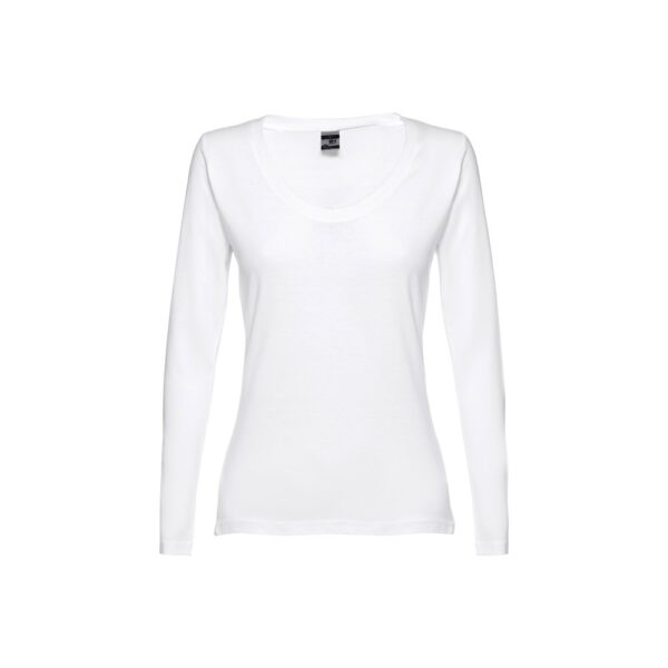 THC BUCHAREST WOMEN WH. Long-sleeved scoop neck fitted T-shirt for women. 100% carded cotton. White