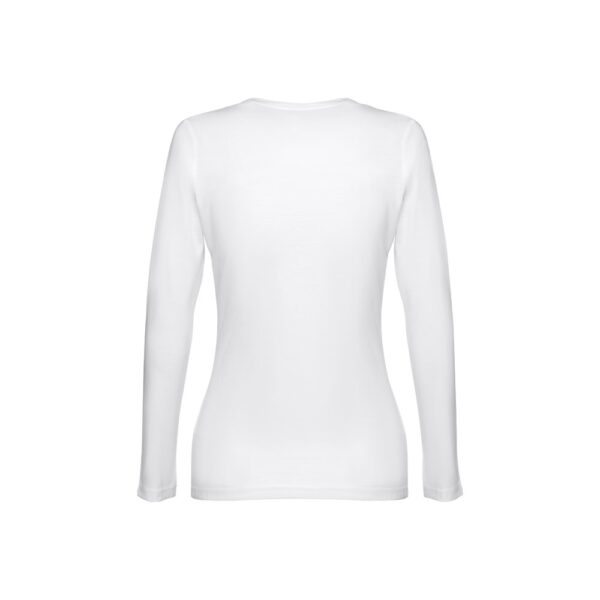 THC BUCHAREST WOMEN WH. Long-sleeved scoop neck fitted T-shirt for women. 100% carded cotton. White