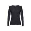 30126_103-a THC BUCHAREST WOMEN. Long-sleeved scoop neck fitted T-shirt for women. 100% carded cotton