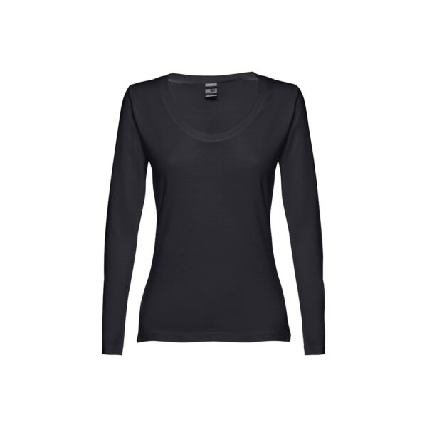 30126_103-a THC BUCHAREST WOMEN. Long-sleeved scoop neck fitted T-shirt for women. 100% carded cotton