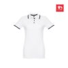 30138_set THC ROME WOMEN WH. Women's Polo Shirt with contrast colour trim and buttons
