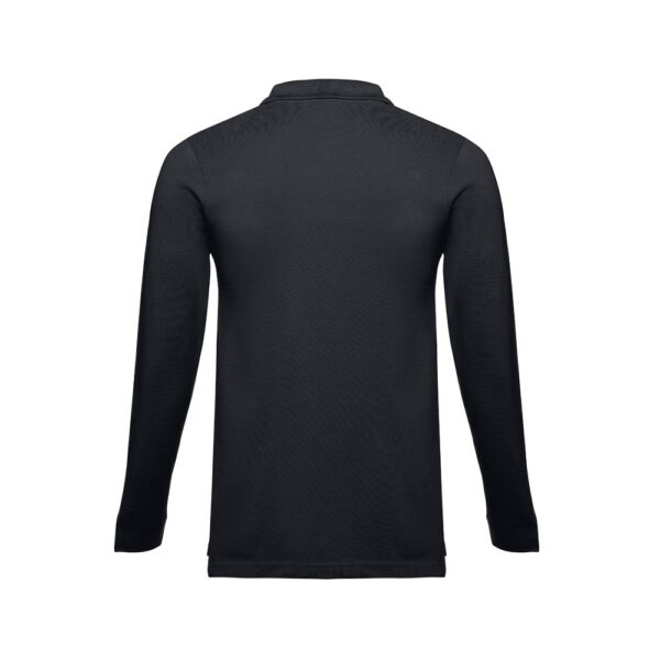 THC BERN. Men's long-sleeved 100% cotton piqué polo shirt with removable label