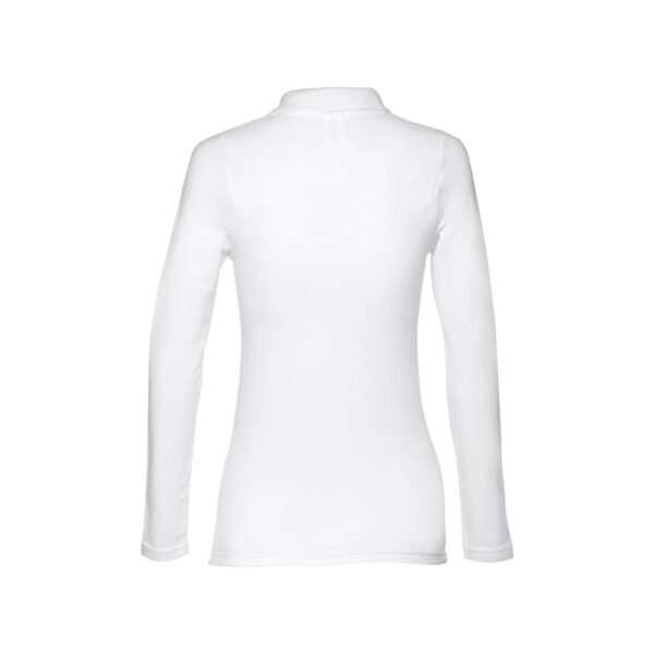THC BERN WOMEN WH. Women's long-sleeved polo shirt in cotton piqué and viscose with removable label