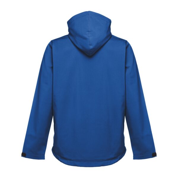 THC ZAGREB. Men's softshell jacket with detachable hood and rounded back hem