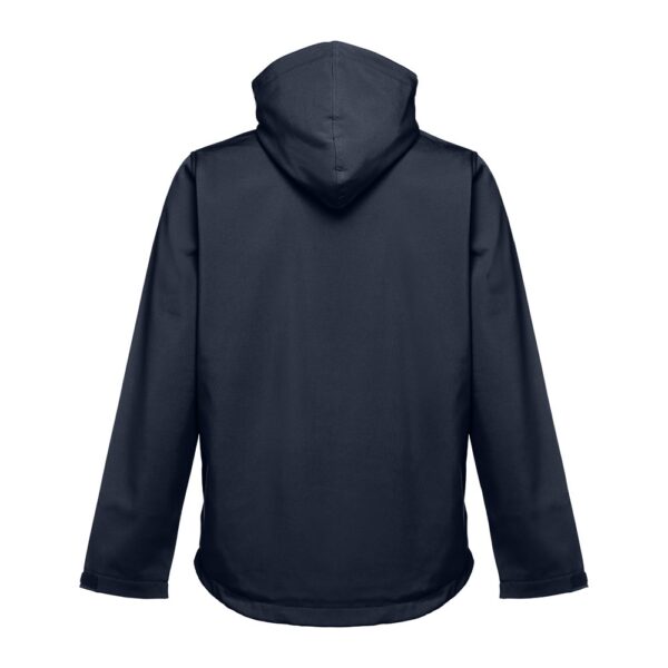 THC ZAGREB. Men's softshell jacket with detachable hood and rounded back hem