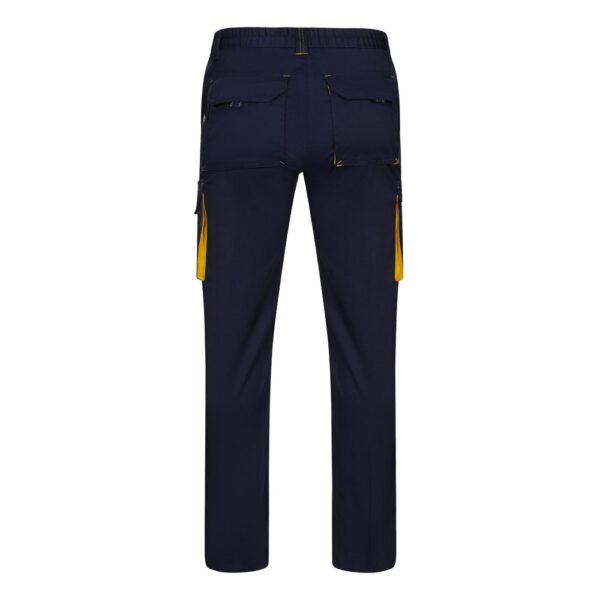VL FIDES. Two-tone, multi-pocket stretch trousers (240g/m²), in cotton (46%), EME (38%) and polyester (16%)