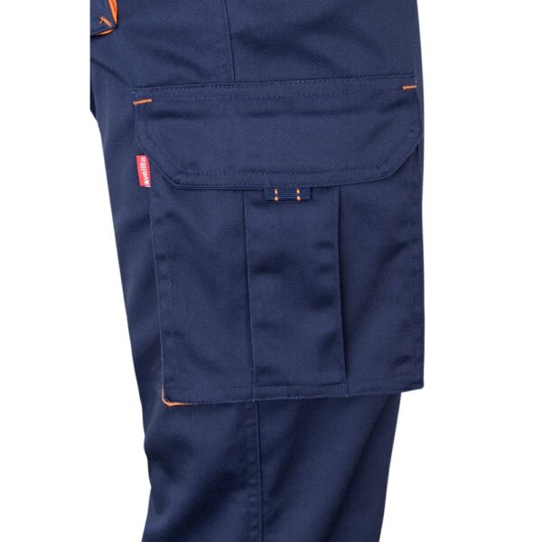 VL FIDES. Two-tone, multi-pocket stretch trousers (240g/m²), in cotton (46%), EME (38%) and polyester (16%)