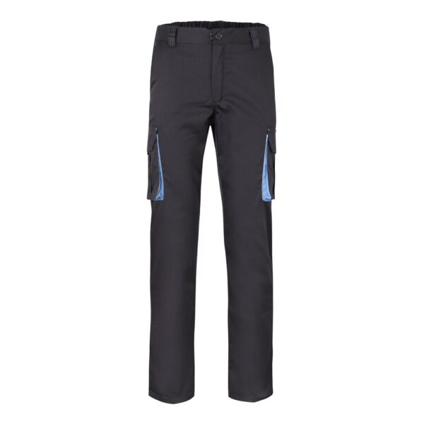 VL FIDES. Two-tone, multi-pocket stretch trousers (240g/m²), in cotton (46%), EME (38%) and polyester (16%)