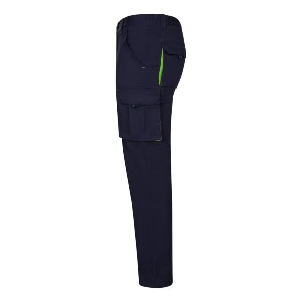 VL FIDES. Two-tone, multi-pocket stretch trousers (240g/m²), in cotton (46%), EME (38%) and polyester (16%)