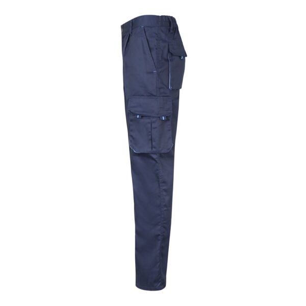 VL FIDES. Two-tone, multi-pocket stretch trousers (240g/m²), in cotton (46%), EME (38%) and polyester (16%)