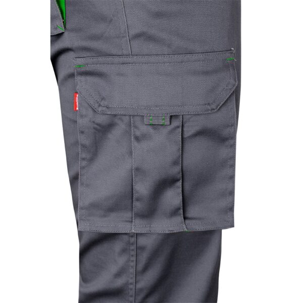 VL FIDES. Two-tone, multi-pocket stretch trousers (240g/m²), in cotton (46%), EME (38%) and polyester (16%)