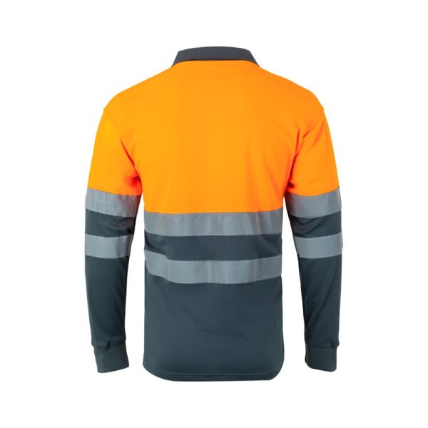 VL VULCAN. Two-tone bird-eye polo shirt (160g/m²) with long sleeves, in polyester (100%)