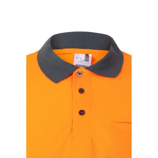 VL VULCAN. Two-tone bird-eye polo shirt (160g/m²) with long sleeves, in polyester (100%)