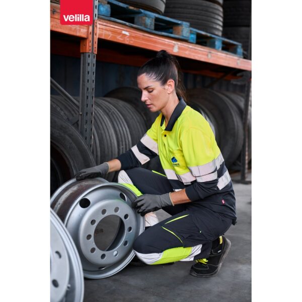 VL VULCAN. Two-tone bird-eye polo shirt (160g/m²) with long sleeves, in polyester (100%)