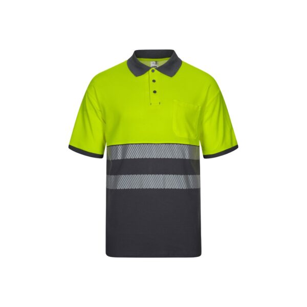 VL ACHELOUS. Two-tone piqué polo shirt (150g/m²) with short sleeves, in cotton (55%) and polyester (45%)