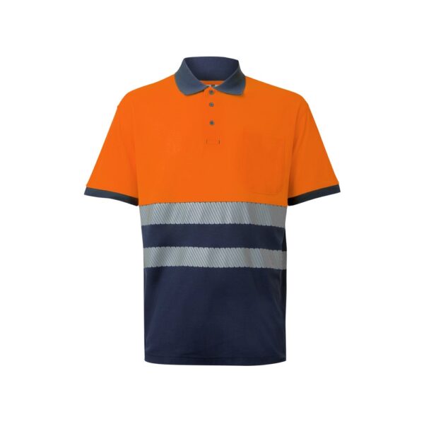 VL ACHELOUS. Two-tone piqué polo shirt (150g/m²) with short sleeves, in cotton (55%) and polyester (45%)