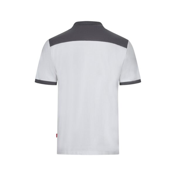VL VELES. Two-tone stretch piqué polo shirt (200g/m²) with short sleeves, in polyester (96%) and elastane (4%)