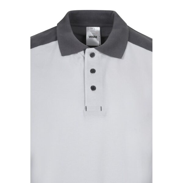 VL VELES. Two-tone stretch piqué polo shirt (200g/m²) with short sleeves, in polyester (96%) and elastane (4%)
