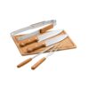 FLARE. Five-piece wooden and stainless steel barbecue set with bamboo board