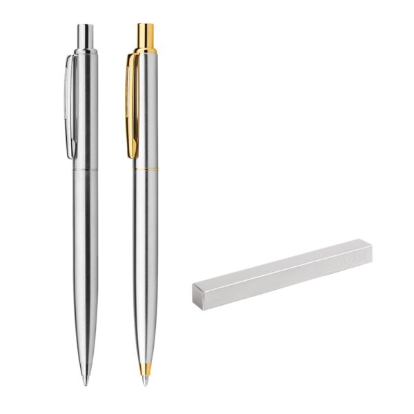 SILVERIO. Stainless steel ball pen with glossy body and clip