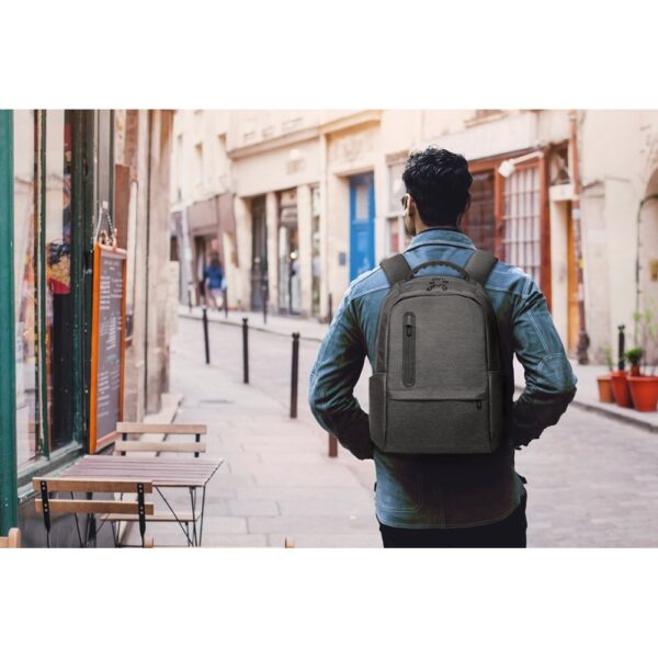 RE-BOSTON. 2Tone recycled nylon waterproof laptop backpack with 210D recycled polyester compartment