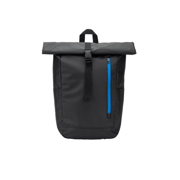 OSASCO BPACK. Roll top backpack with a zip system design that allows the top to be rolled up to fit the volume of the backpack, made from 600D recycled polyester