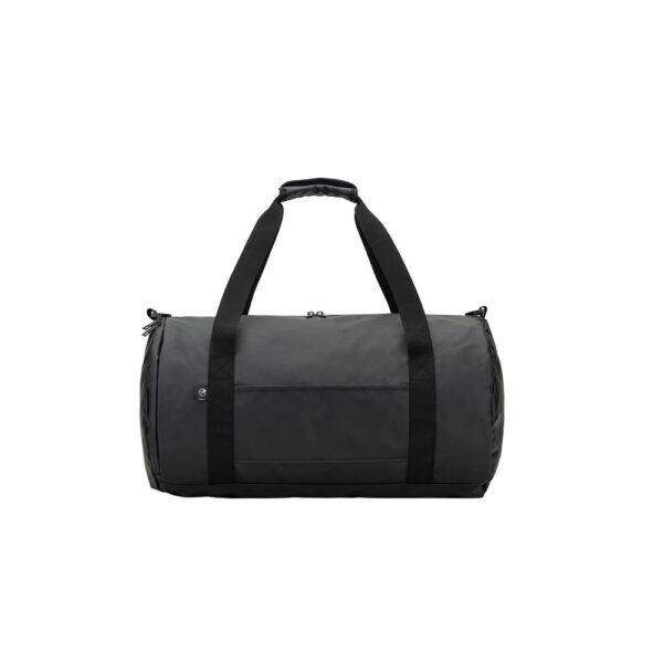 OSASCO SPORT. Cylindrical sports bag in high-density 600D recycled polyester with side compartment for shoes