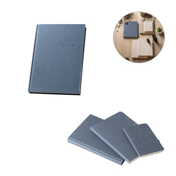 COFFEEPAD RIGID. A5 notepad with hard cover made from coffee husk waste (65%)