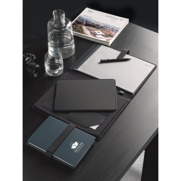 SANDERSON. A5 notepad in PU (50% recycled) with two blocks: lined pages and plain pages