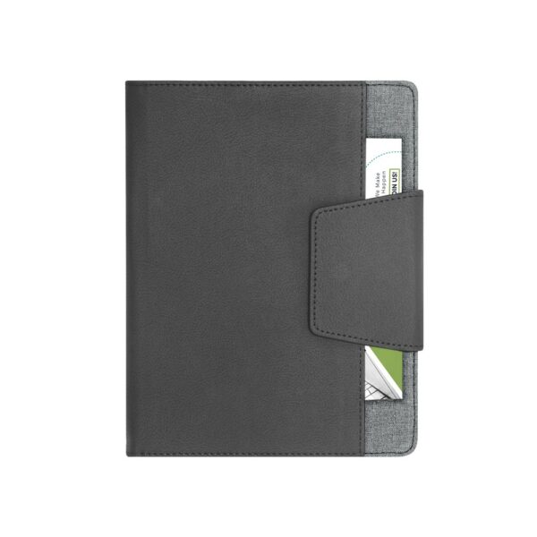 RUSSEL. PU and polyester fabric cover with A5 notebook with plain pages