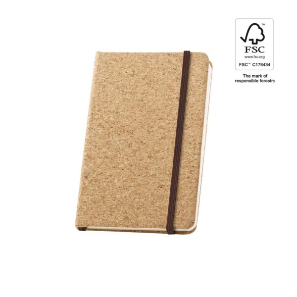 HAWKINS. Pocket cork notebook with plain pages, in FSC™ certified material and other controlled materials