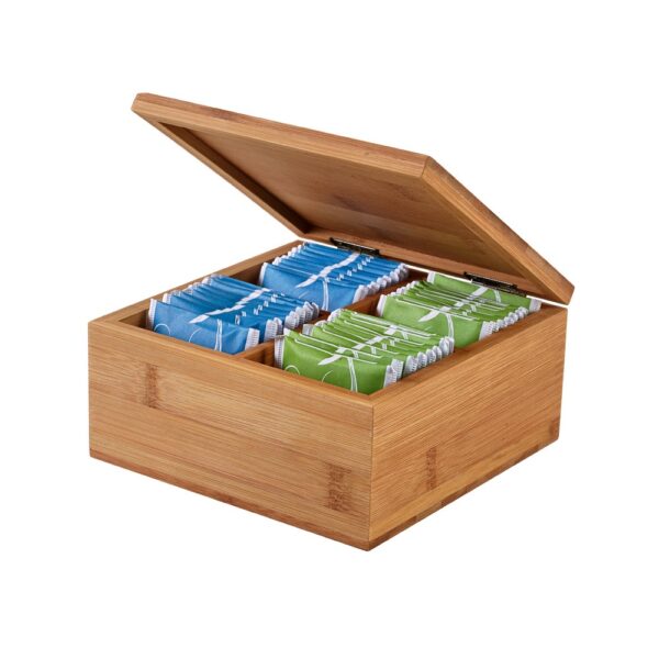 ARNICA. Bamboo tea box with 4 compartments and magnet closure