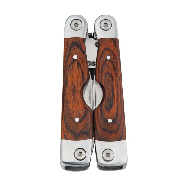 MAGNUM. Folding pliers with multi-function tools in stainless steel and wood