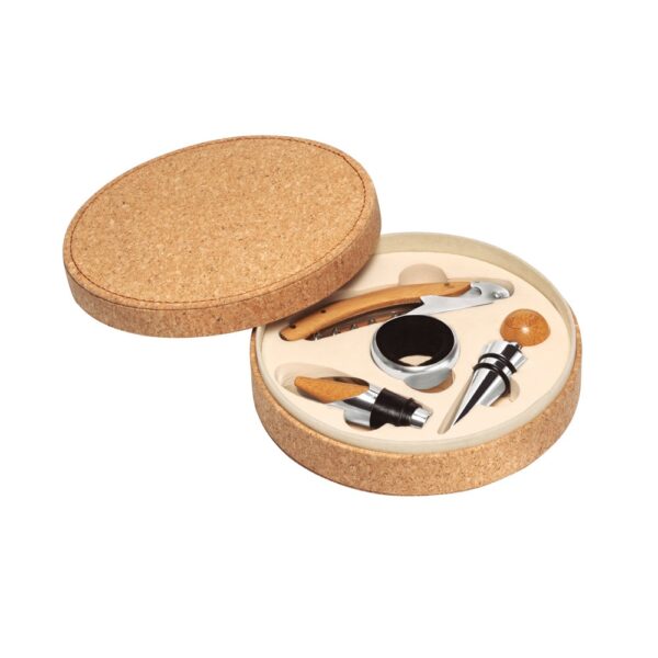 MORETO. Wine set with 4 pieces in wood and metal