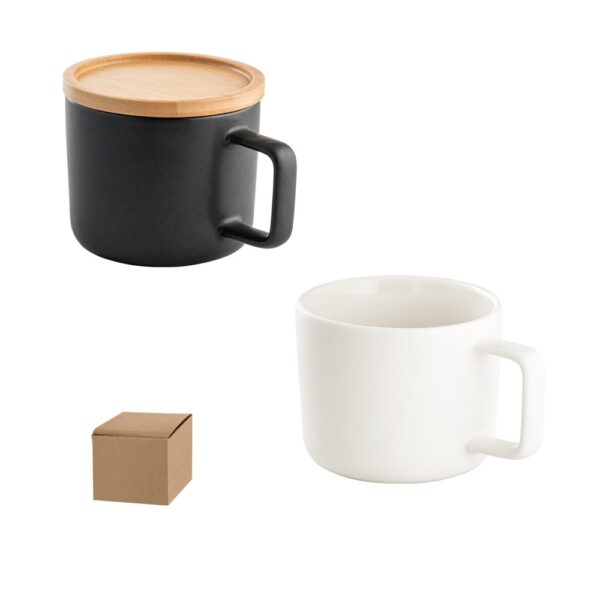 FANGIO. 220 mL ceramic mug with lid and bamboo base