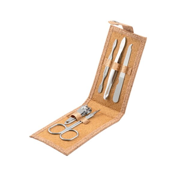 ZENA. Stainless steel manicure set in cork pouch