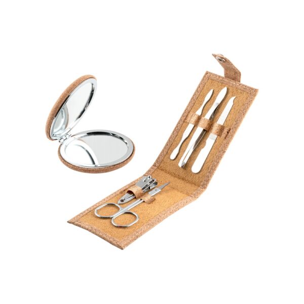 ZENA. Stainless steel manicure set in cork pouch