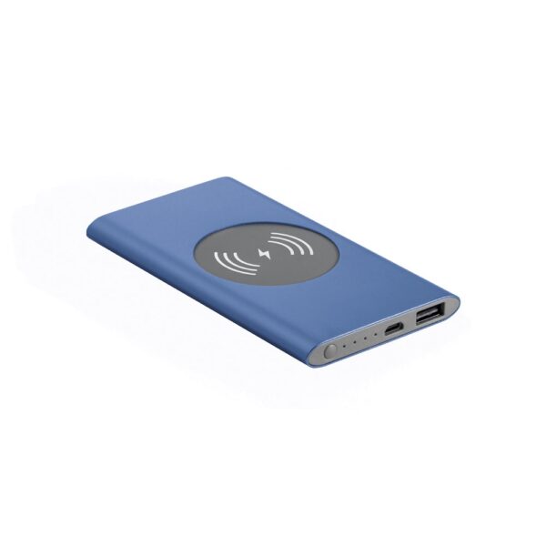 CASSINI. Power bank 4.000 mAh with 5W wireless charger in recycled aluminium (100% rAL)