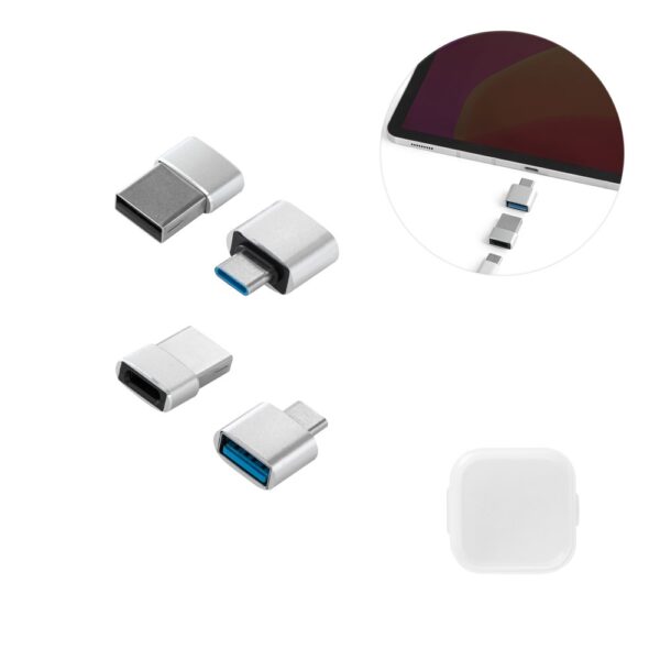 97090_set MINSKY. Set of 2 aluminium USB-A / USB-C adapters