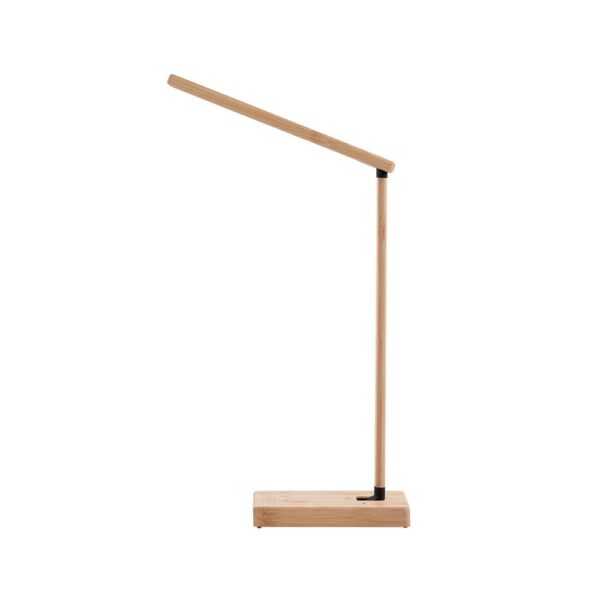 MOREY. Folding desk lamp with 15W superfast wireless charger in bamboo