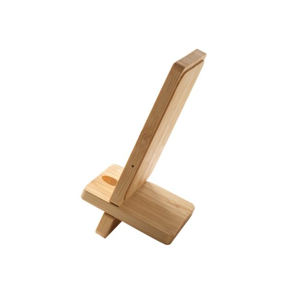 LANGE. Smartphone holder with 15W fast wireless charger in bamboo
