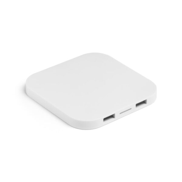 97903_106 CAROLINE. Superfast 15W wireless charger with HUB 2 USB-A ports in recycled ABS (60% rABS)