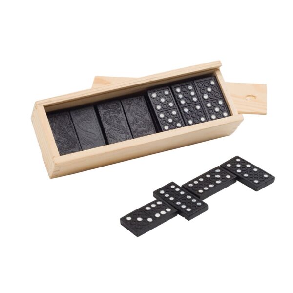 MIGUEL. Domino game in wooden box with lid