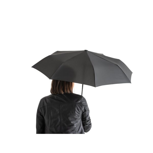 RIVER. Telescopic umbrella in 190T recycled polyester (100% rPET) pongee with automatic opening and closing