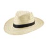 EDWARD POLI. Natural straw hat with polyester ribbon