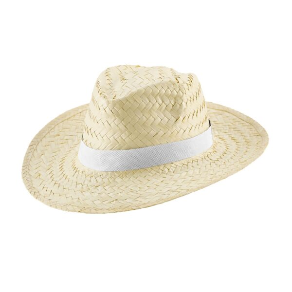 EDWARD POLI. Natural straw hat with polyester ribbon