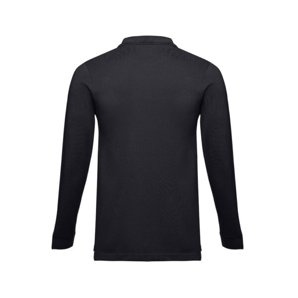 11171_184-b THC BERN II. Men's long-sleeved 100% cotton piqué polo shirt with removable label
